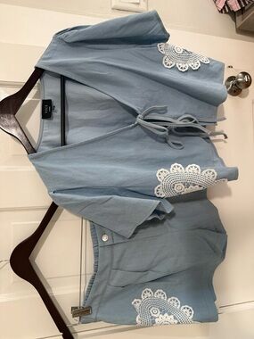 Vici Sky Blue Two-Piece Crochet Accent Set